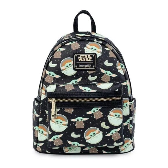Loungefly Disney Parks Star Wars The Mandalorian Grogu Yoda Backpack Like New - Picture 1 of 12